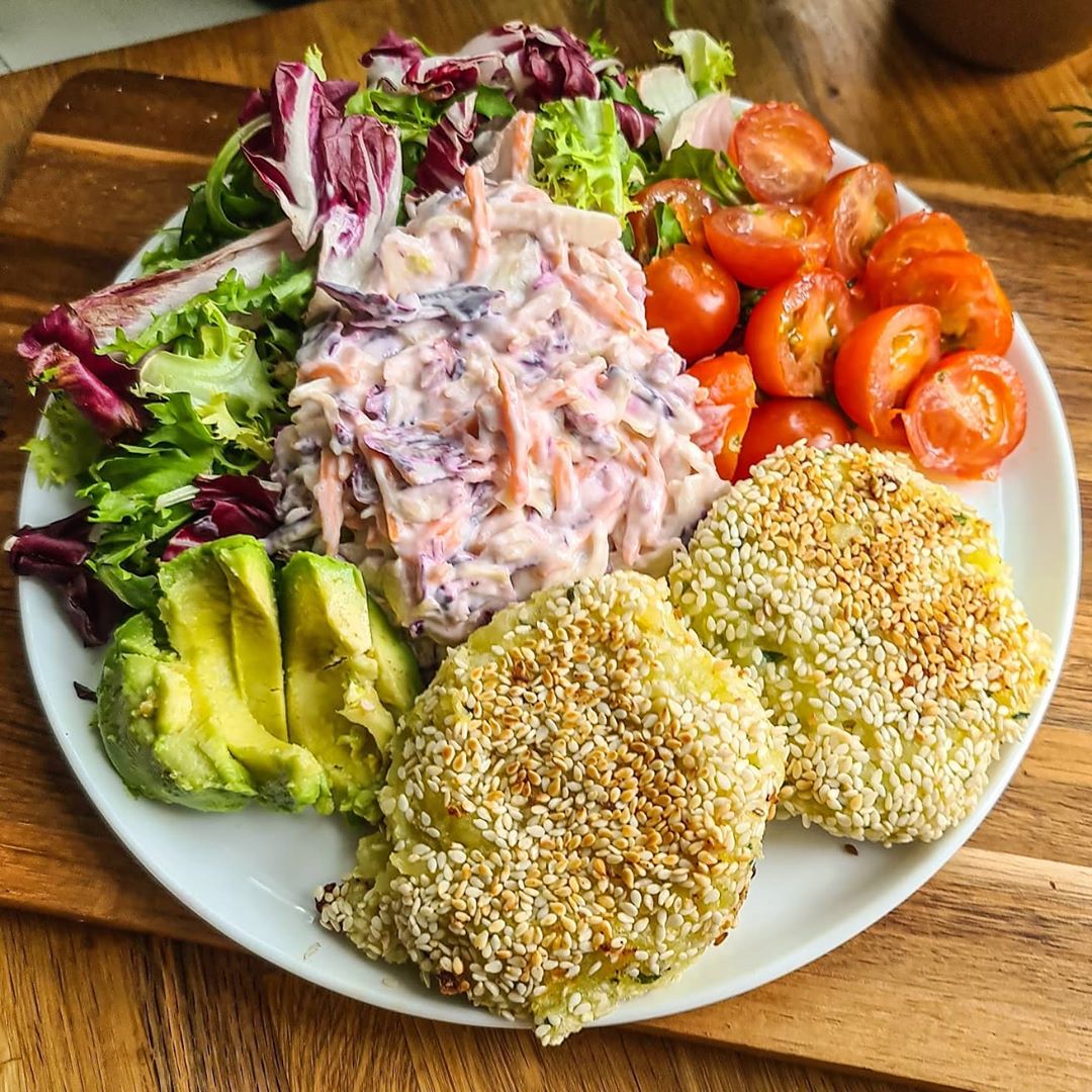 Vegan Potato Cakes and Coleslaw