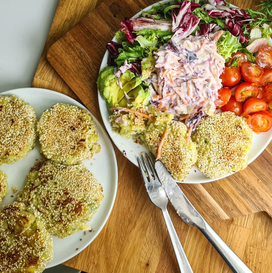 Vegan Potato Cakes and Coleslaw