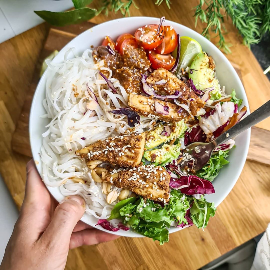 Peanut Butter Marinated Tofu Nourish Bowl