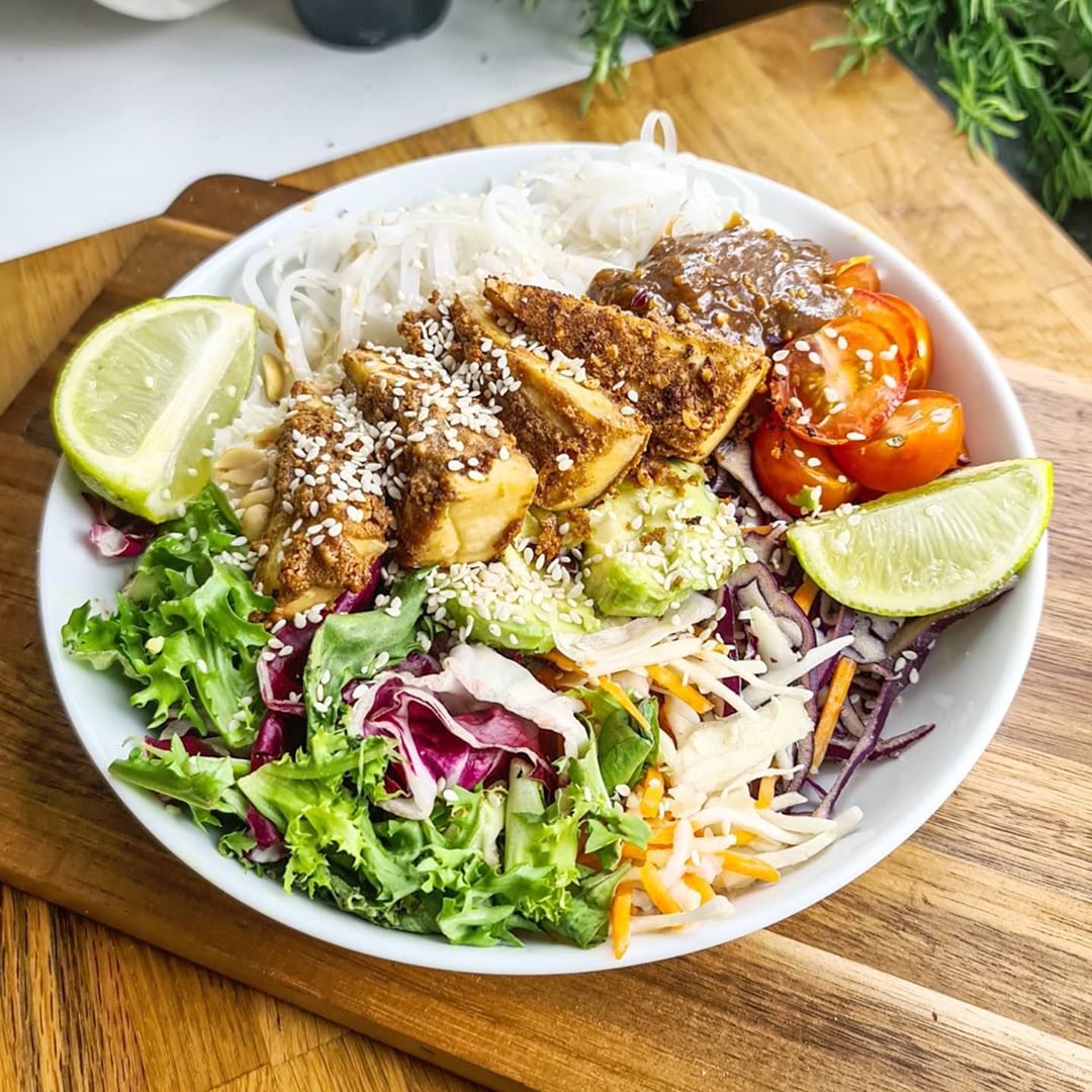 Peanut Butter Marinated Tofu Nourish Bowl