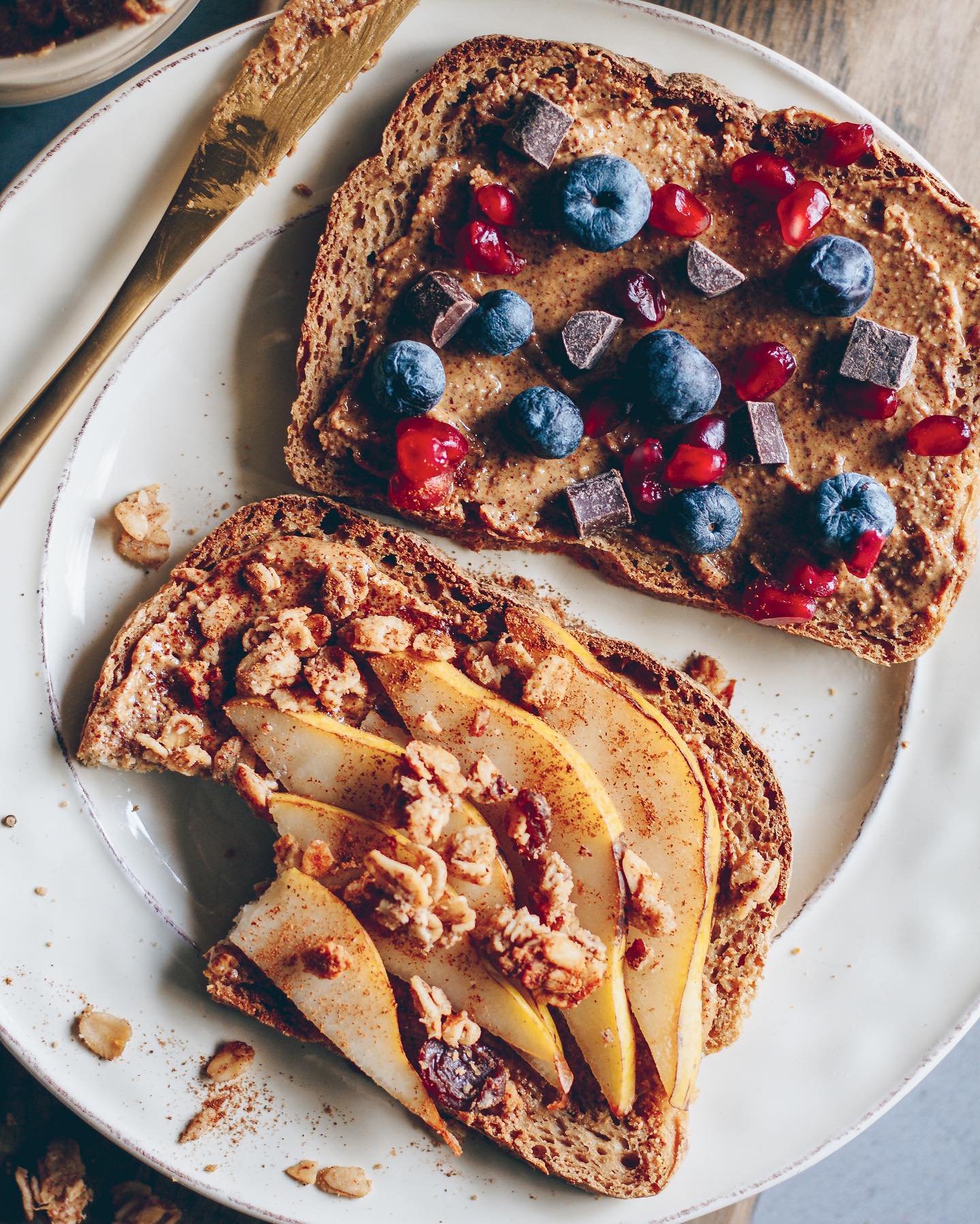 Fruit and Nut Butter Topped Toast