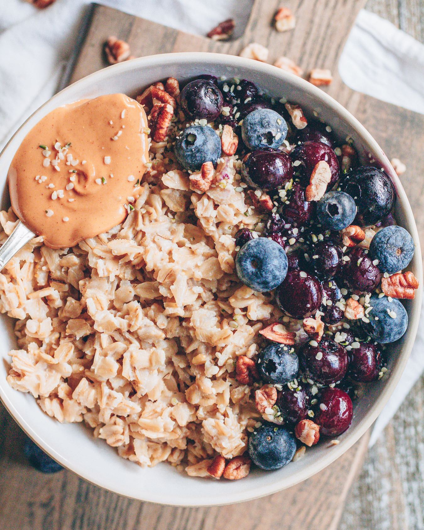 Oatmeal Bowl with Blueberries and Nuts