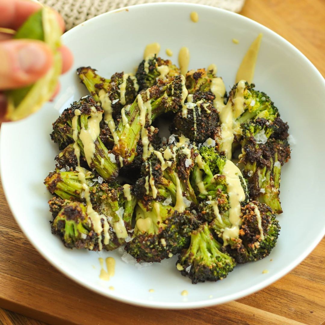 Roasted Broccoli with a Tahini Lime Dressing