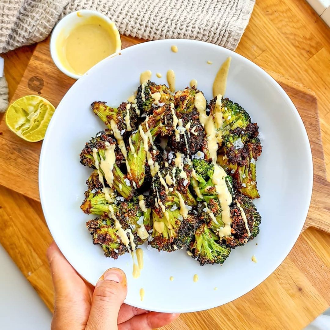 Roasted Broccoli with a Tahini Lime Dressing