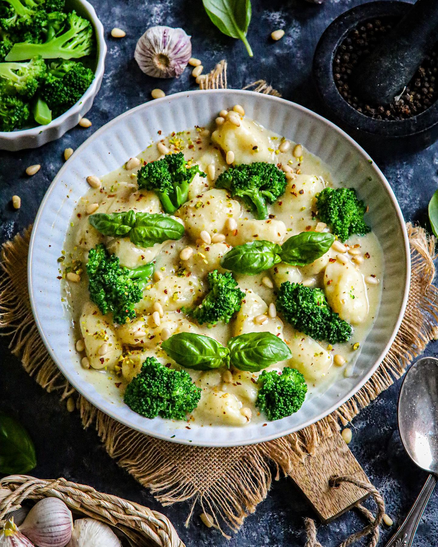 Creamy Gnocchi with Broccoli Basil Sauce