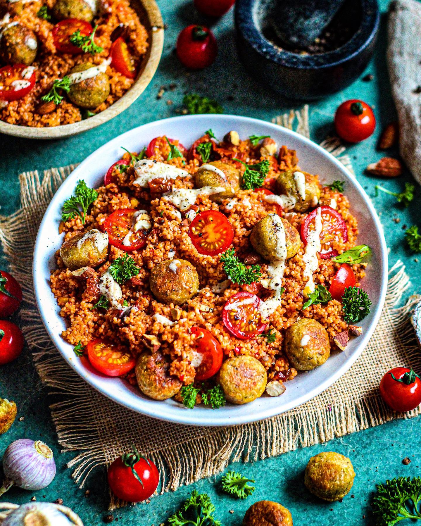 Tomato Couscous Salad with Falafel