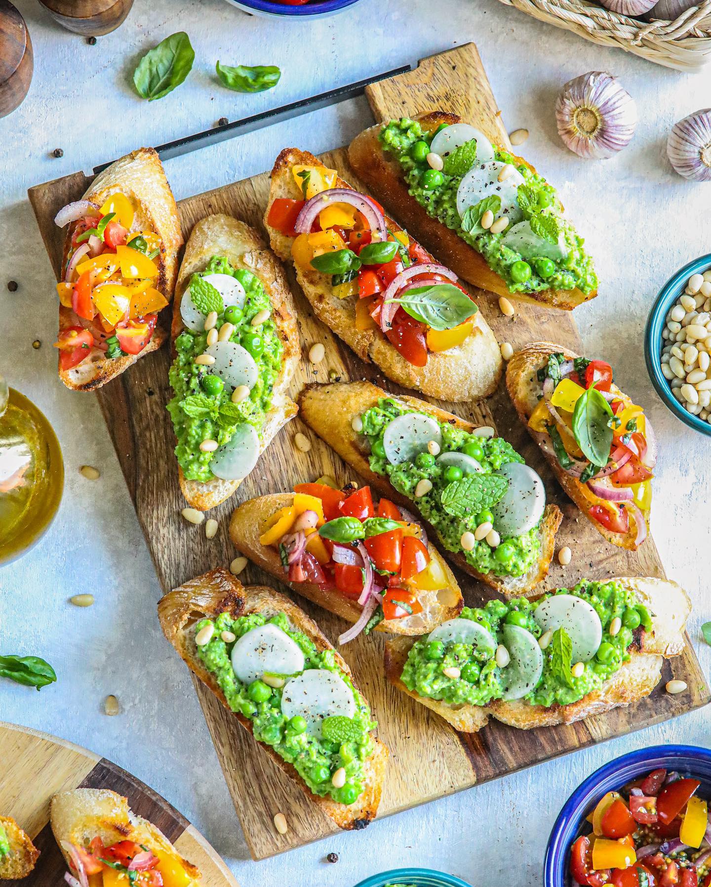 Easy Vegan Bruschetta with Two Toppings