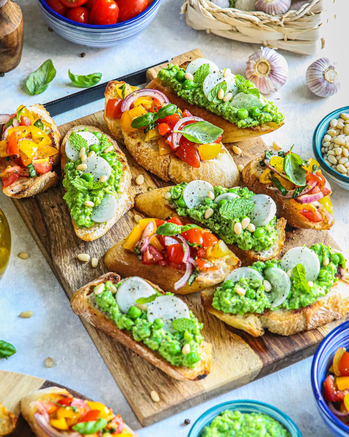 Easy Vegan Bruschetta with Two Toppings