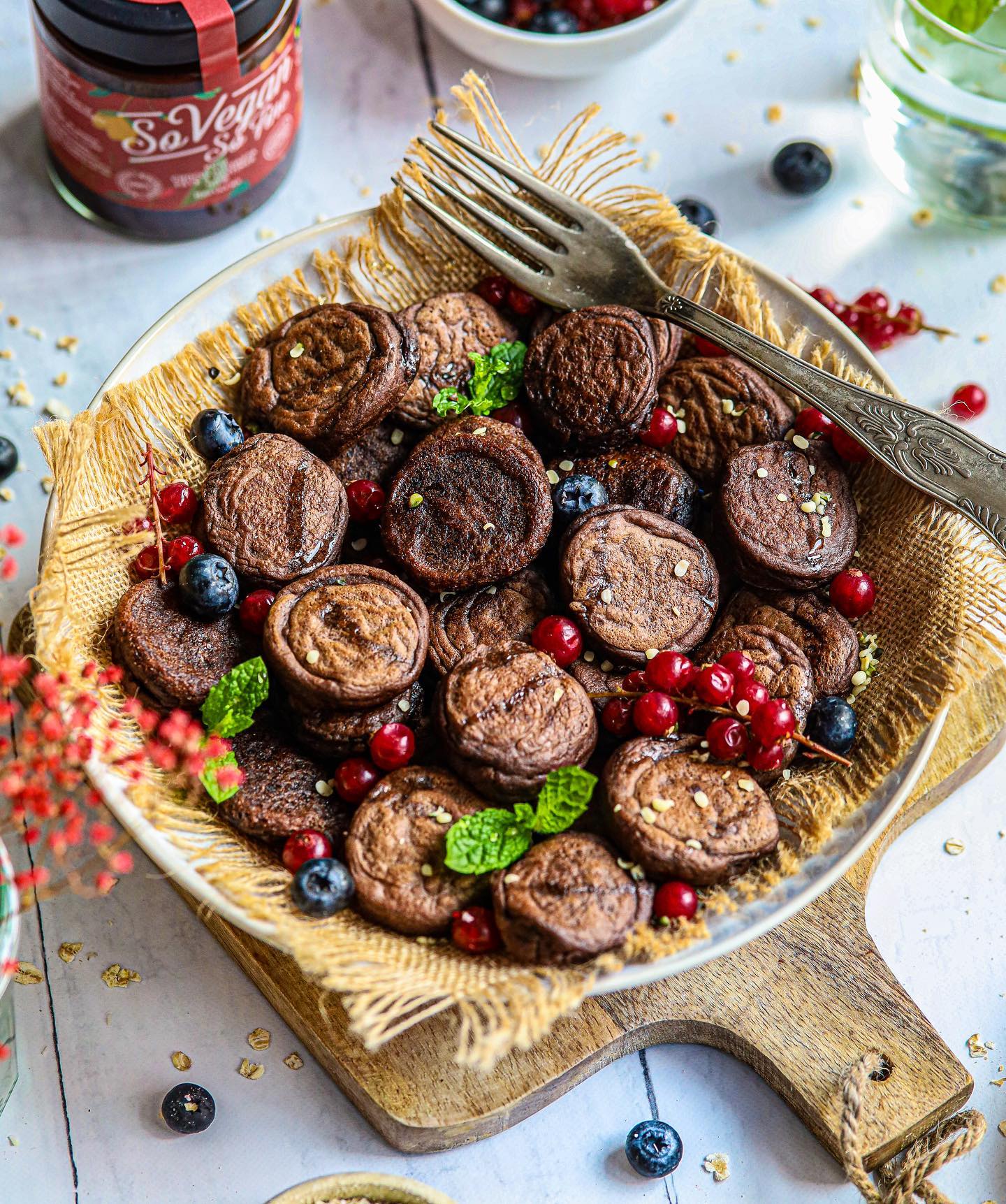 Vegan Gluten-Free Mini Chocolate Pancakes