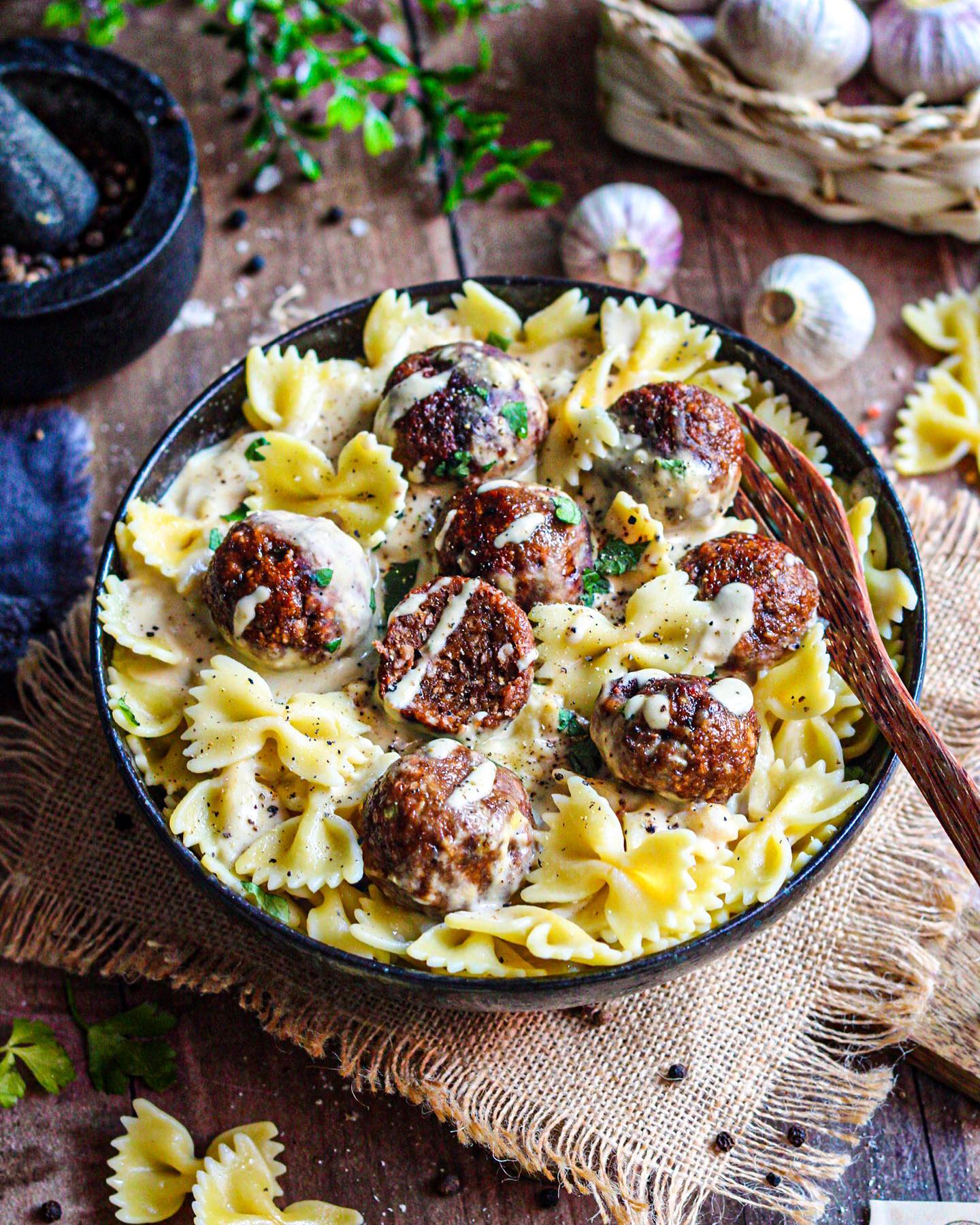 Vegan Swedish Meatball Pasta