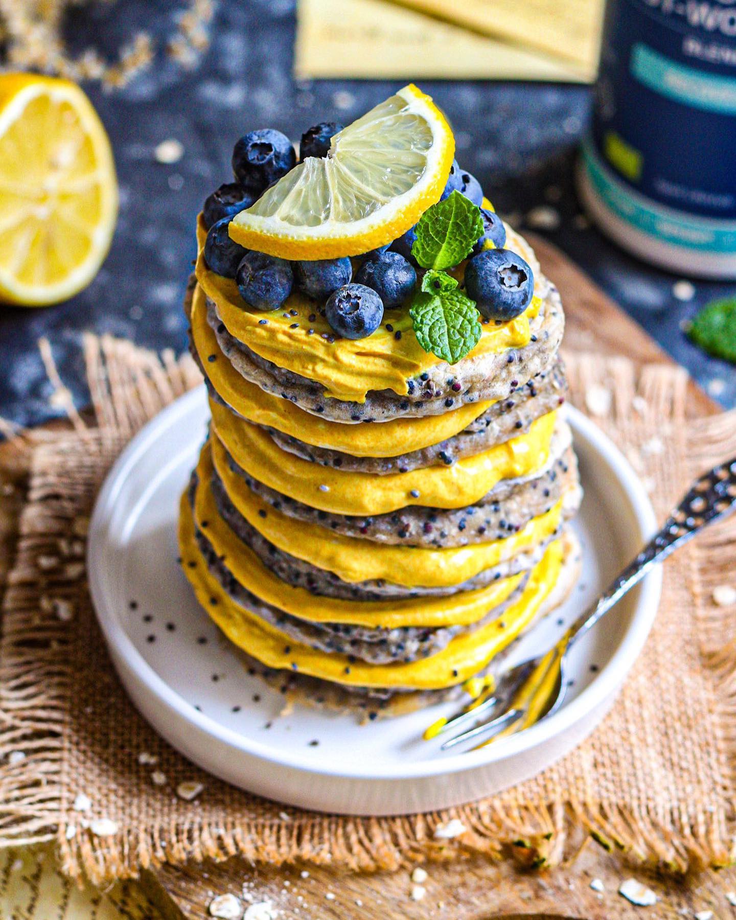 Lemon Poppyseed Protein Pancakes