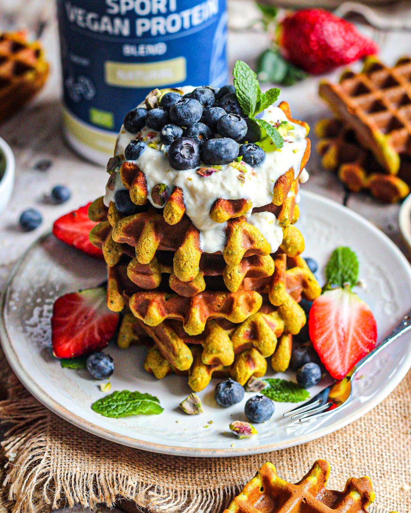 Vegan Gluten-Free Turmeric Protein Waffles