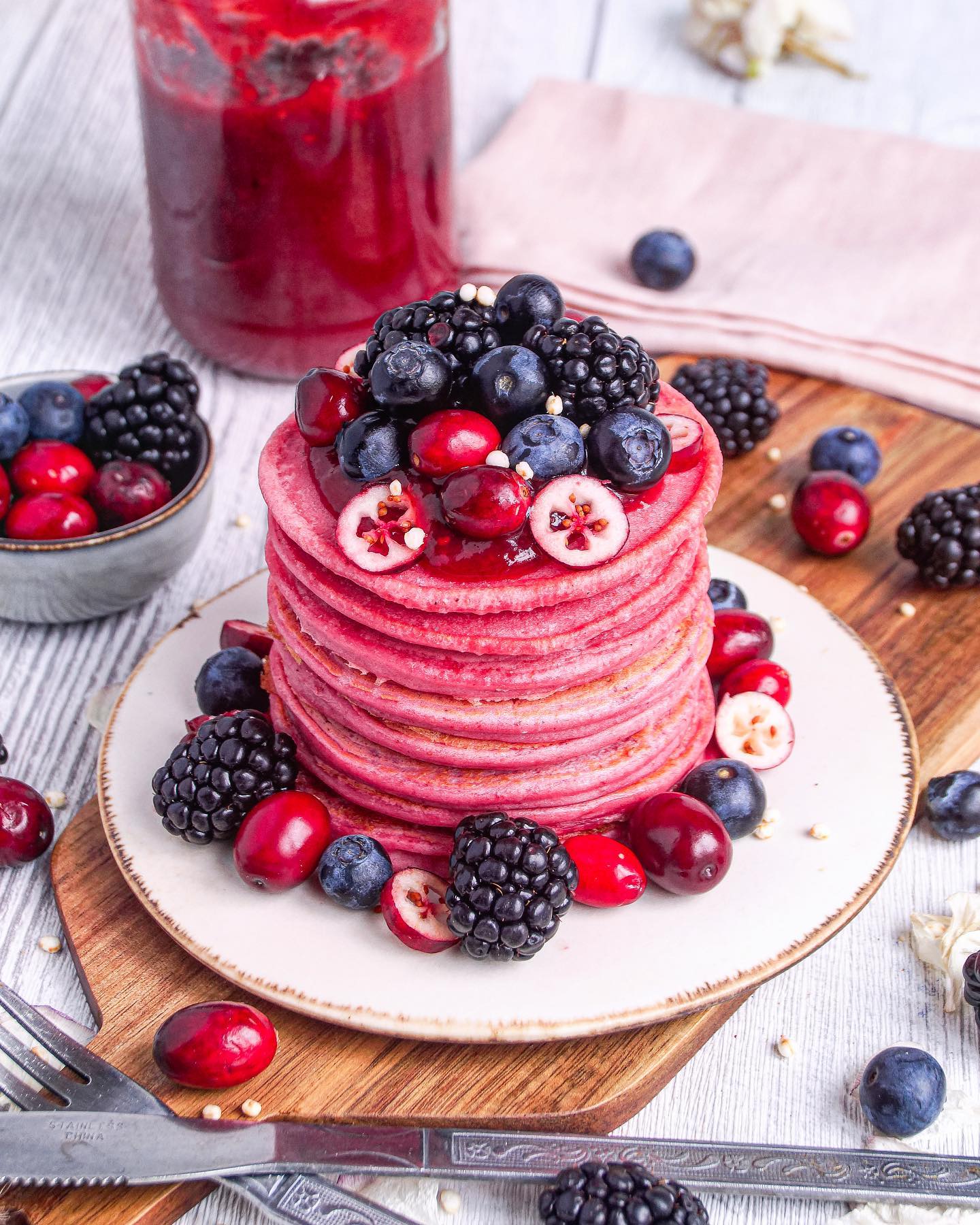 Pretty Pink Vegan Pancakes