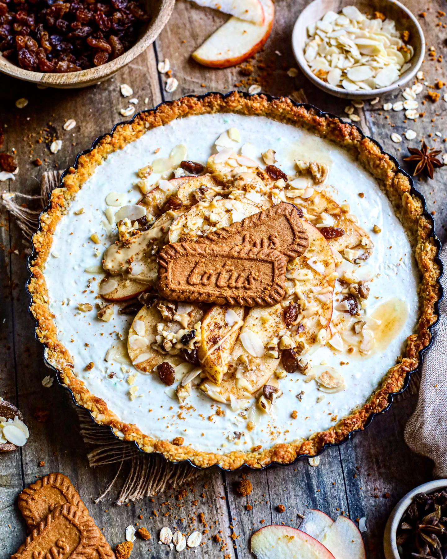 Vegan Gluten-Free Apple Pie Biscoff Cheesecake