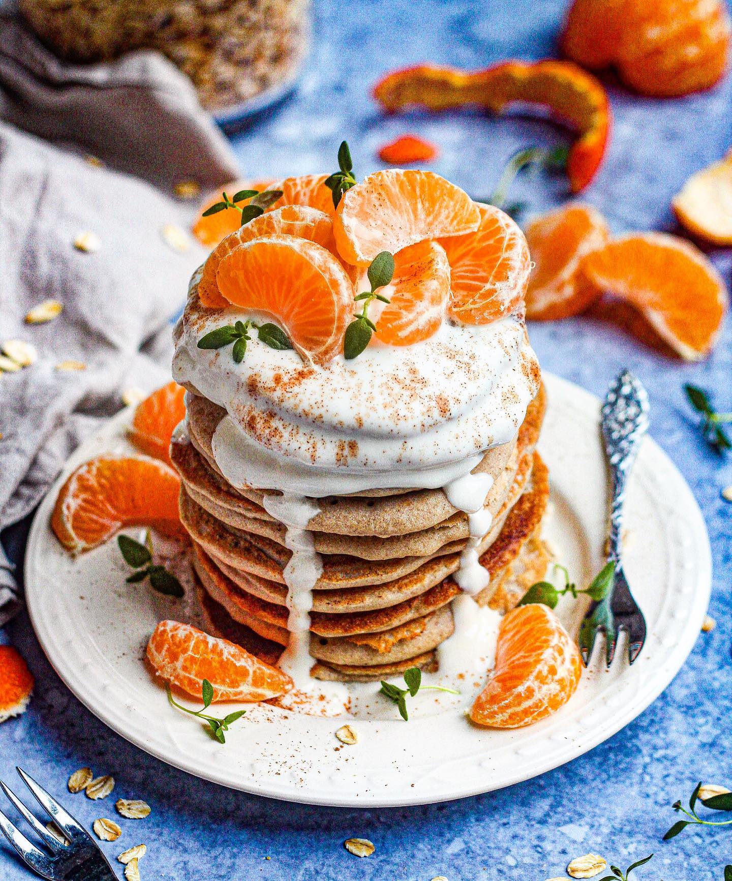 Vegan Gluten-Free Mandarin Thyme Pancakes