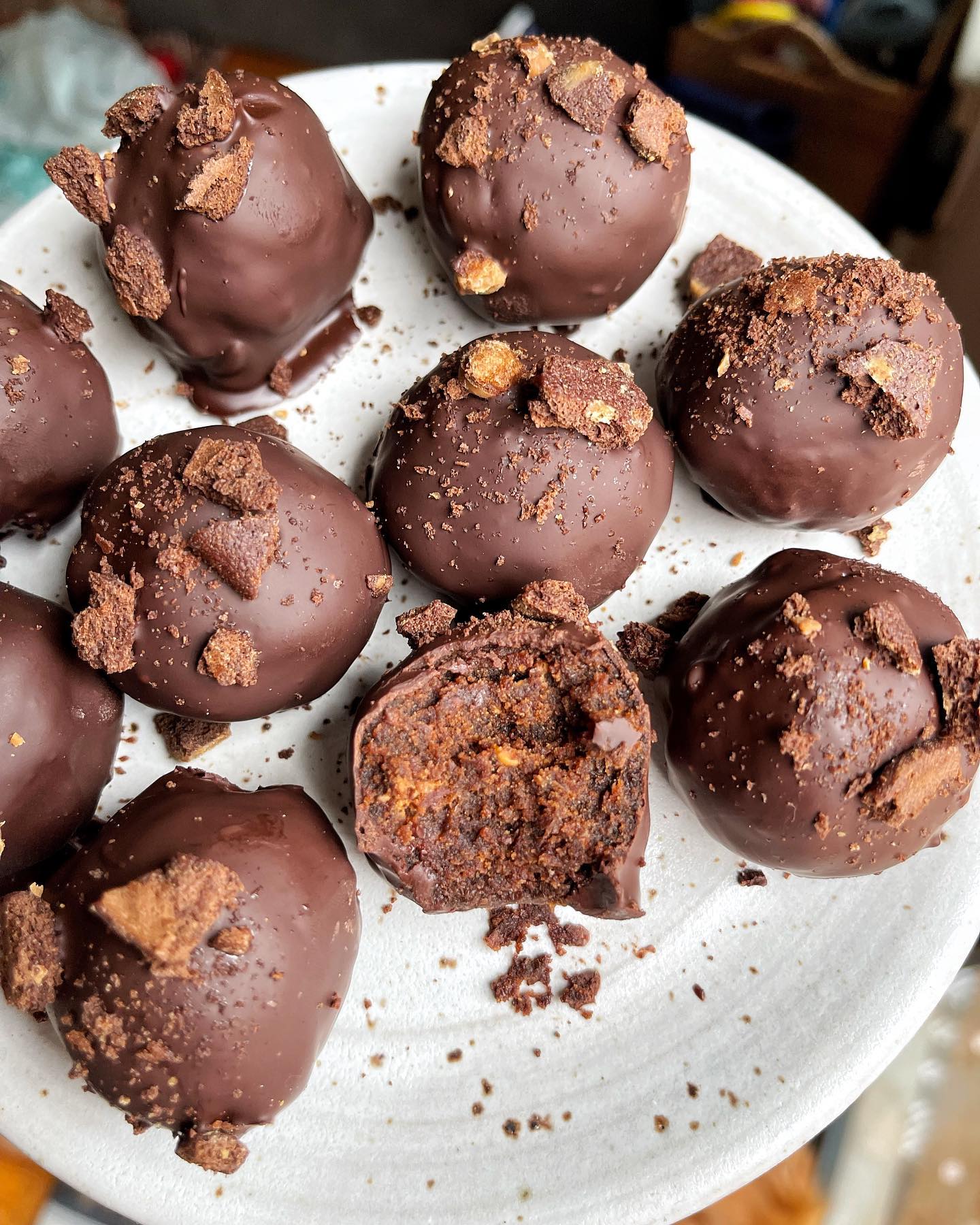 Fudgy Brownie Truffles with Almond Butter