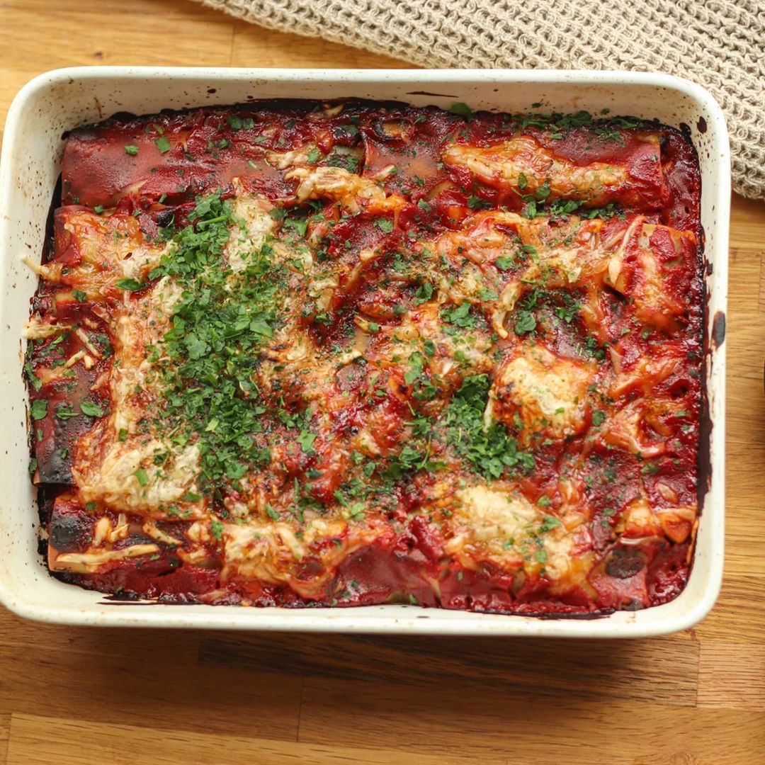 Vegan Spinach Soy Mince Cannelloni Dish