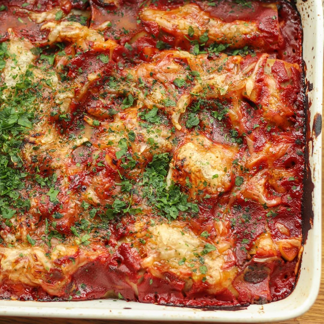 Vegan Spinach Soy Mince Cannelloni Dish