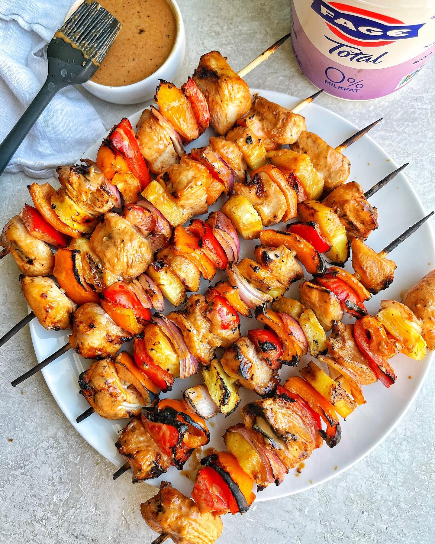 Honey BBQ Chicken Skewers with Yogurt Sauce