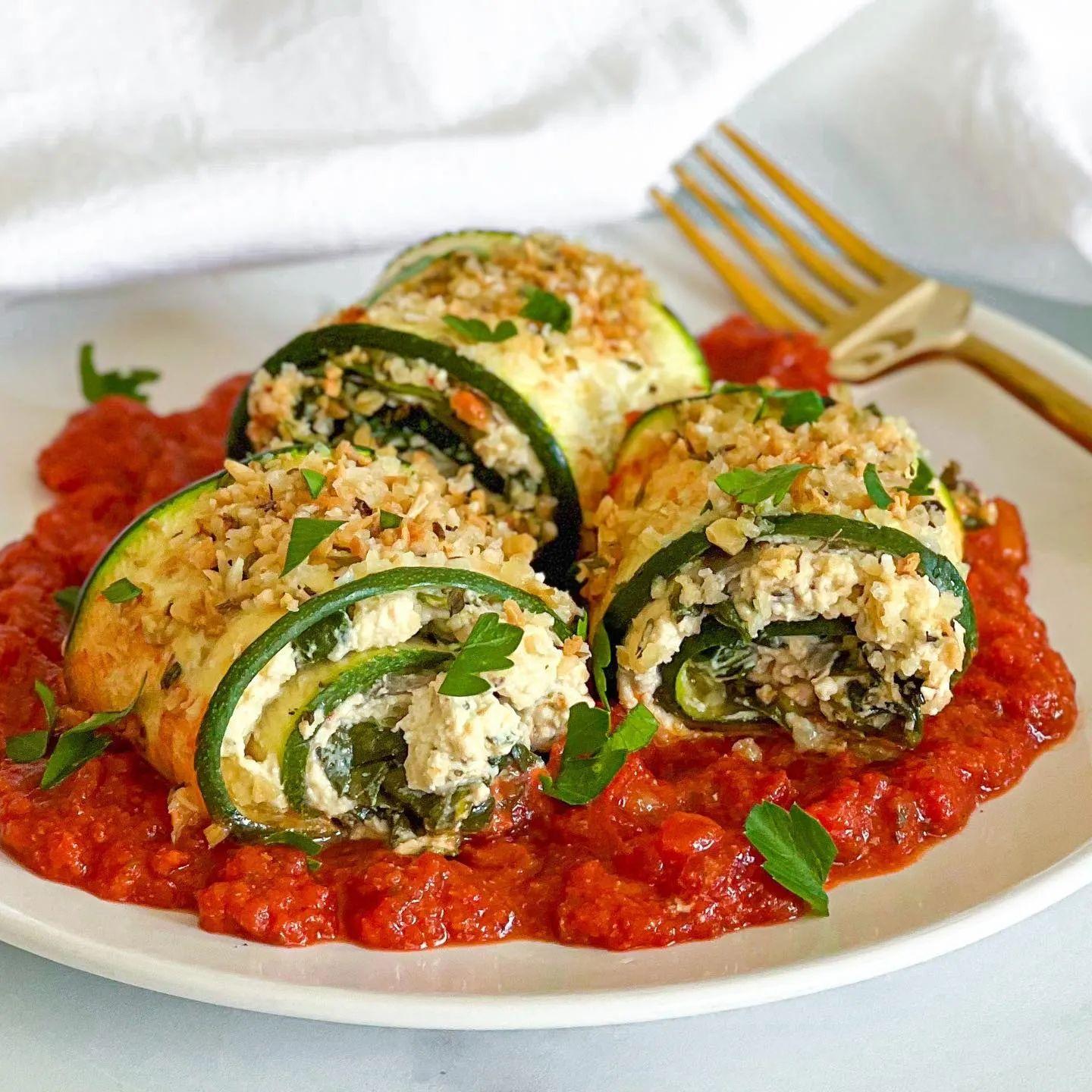 Vegan Ricotta Zucchini Roll-Ups