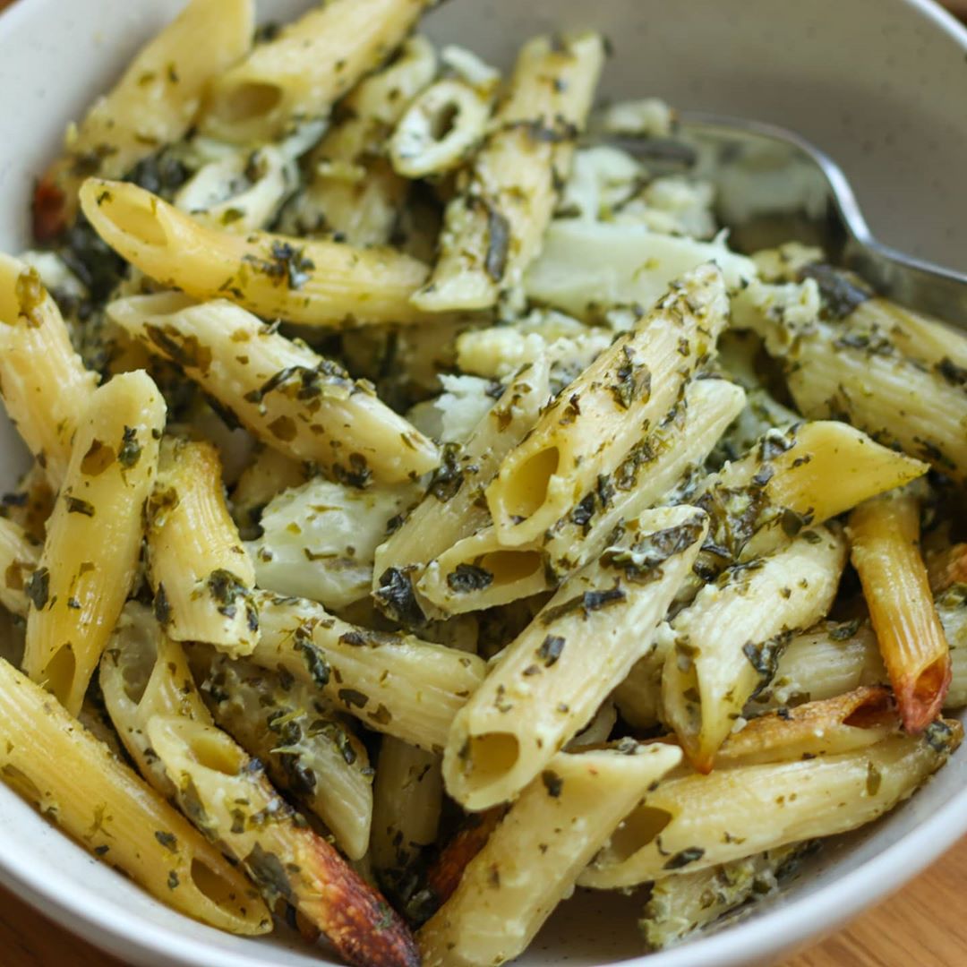 Baked Cauliflower-Spinach Pasta