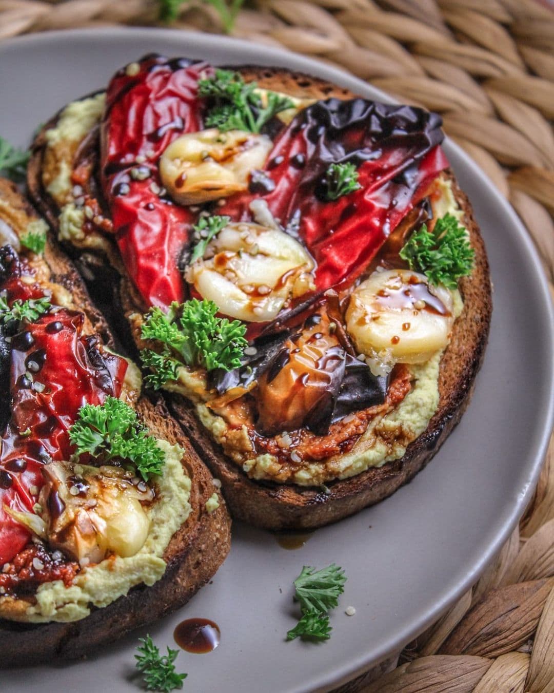 Toasted Sesame and Roasted Red Pepper Toast