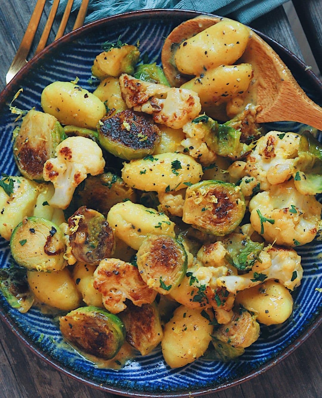 Vegan Cacio E Pepe Gnocchi with Seared Vegetables