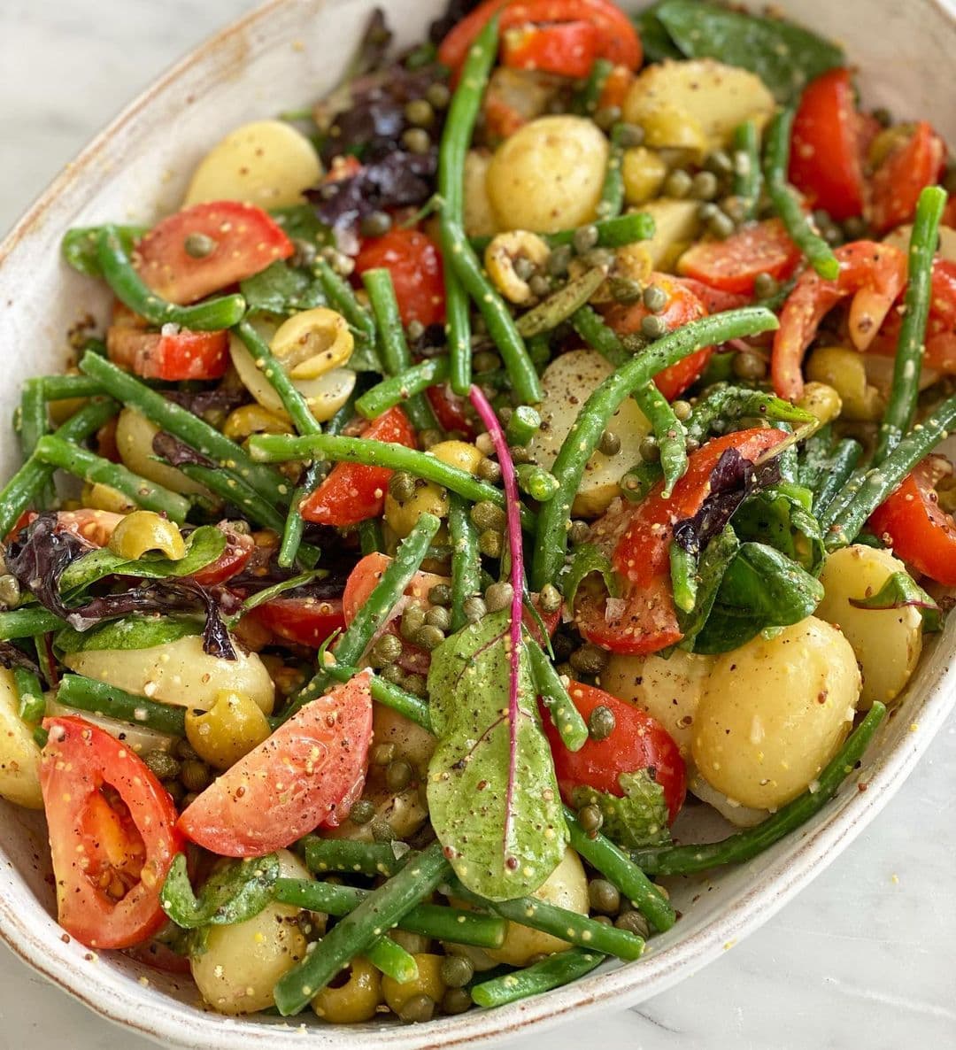 Vegan Vegetable Salad Bowl with Mustard Dressing