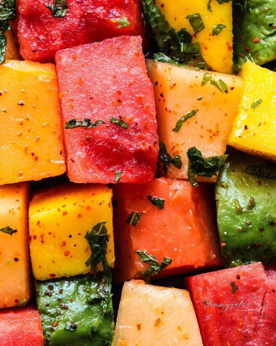 Fruit Puzzle Salad with Mint-Lime Dressing