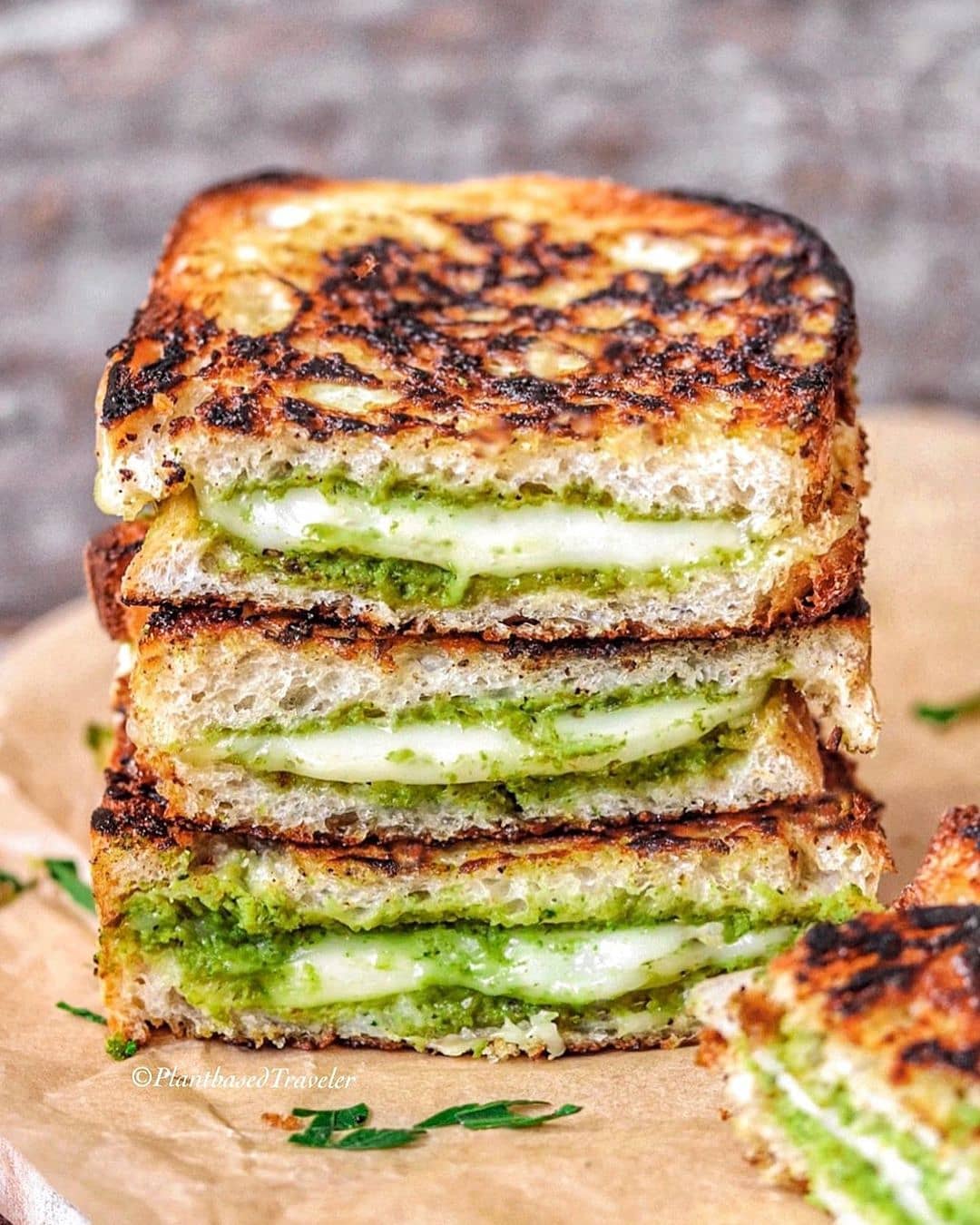 Grilled Sourdough Pesto Cheese Sandwiches