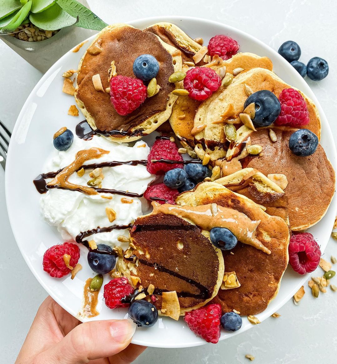 Salted Caramel Protein Pancakes with Banana and Oats