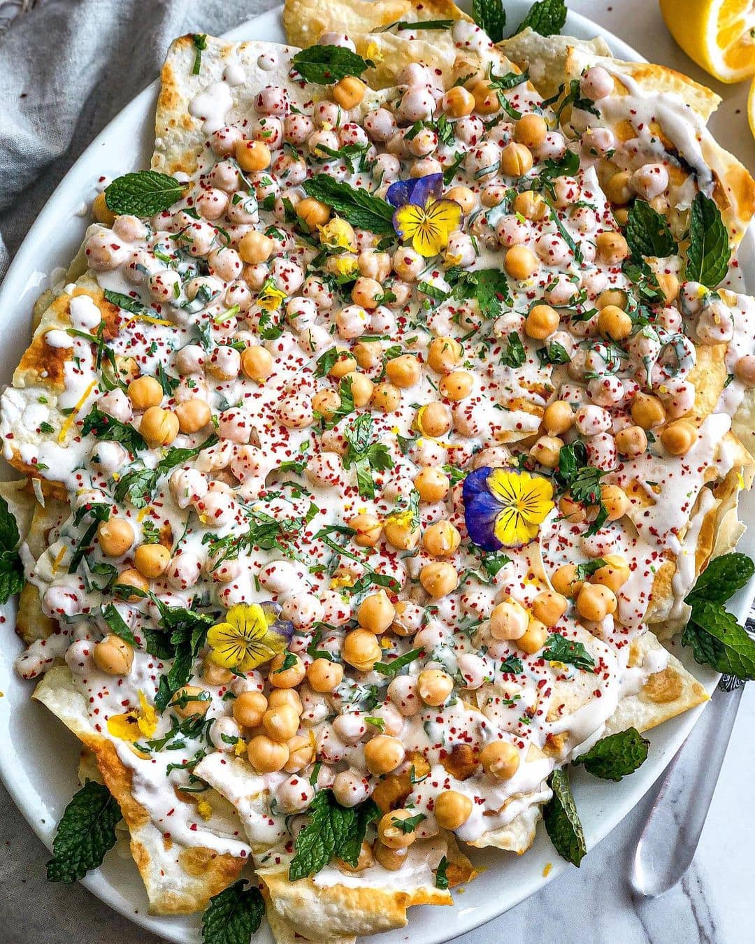 Crispy Pitas with Chickpea Yogurt Tahini Sauce