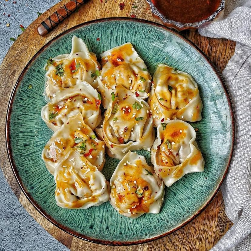 Savory Vegan Tofu Mushroom Wontons with Tangy Sauce