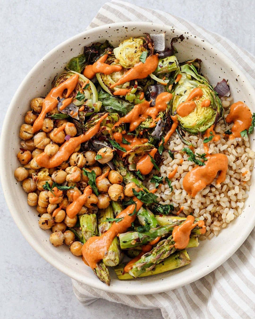 Roasted Vegetable Bowl with Pepper Sauce