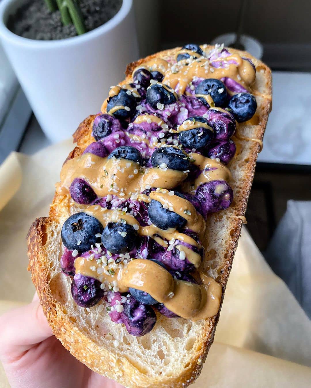 Vegan Sourdough Toast with Blueberry Topping