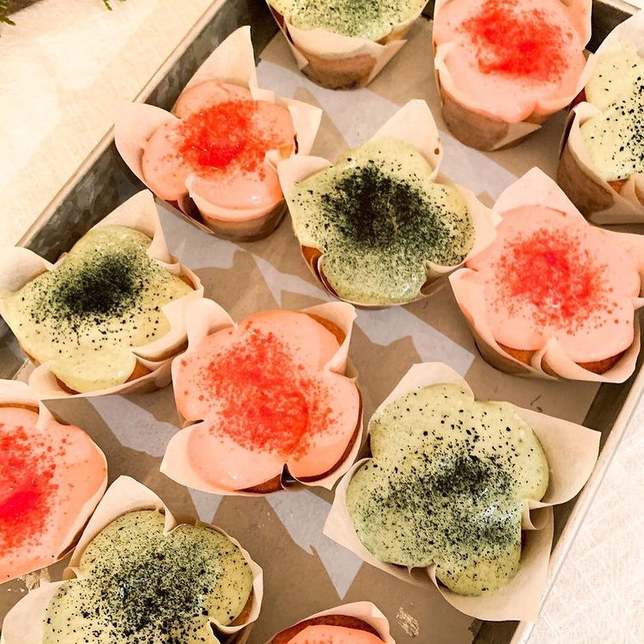 Blueberry Cupcakes with Spirulina and Beetroot Icing
