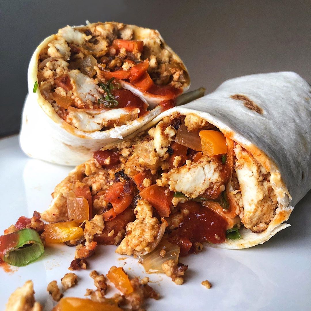 Spiced Tofu Scramble Breakfast Burrito