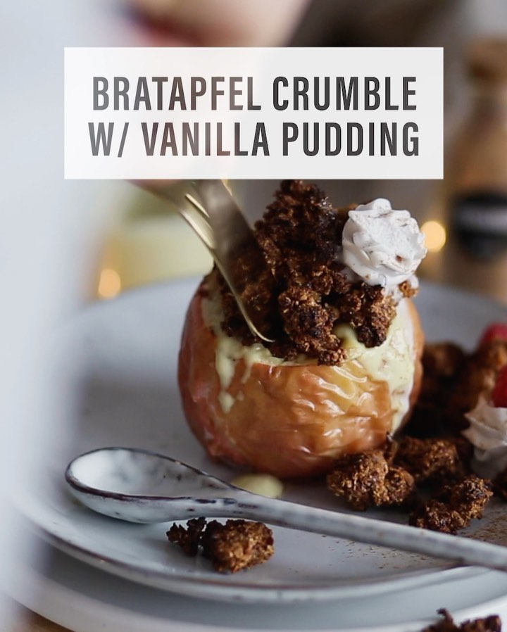 Baked Apples with Vanilla Curd and Crumble