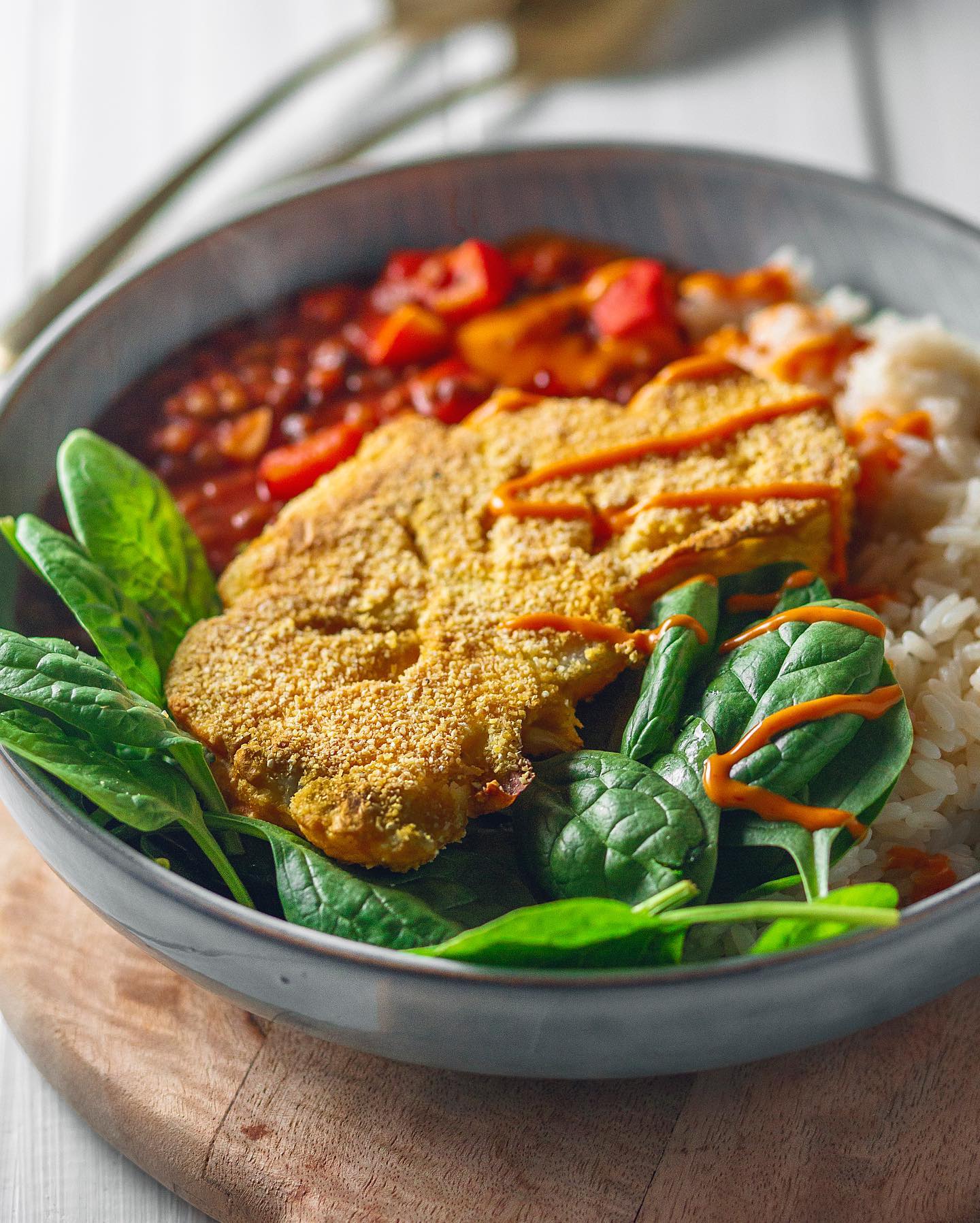 Cauliflower Schnitzel Curry Bowl