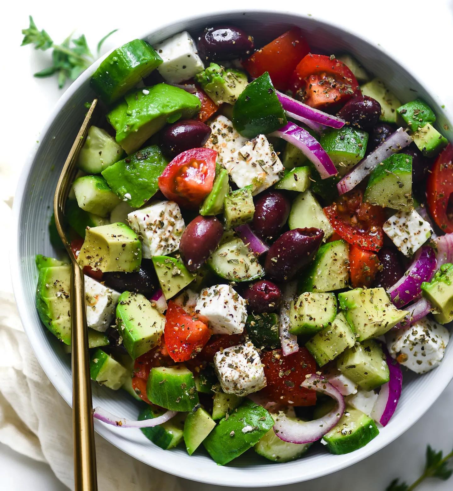 Avocado Feta Greek Salad