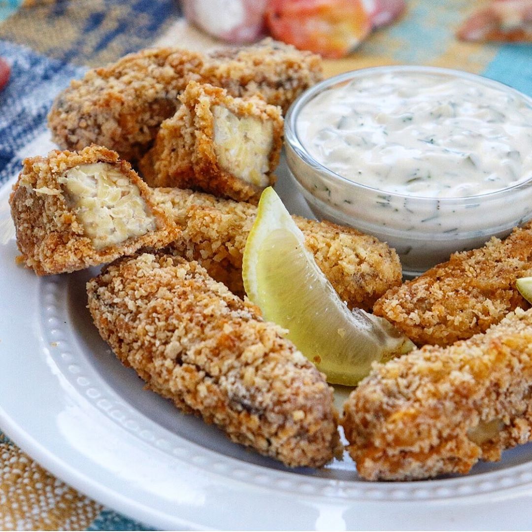 Vegan Tempeh Fish Sticks with Tartar Sauce