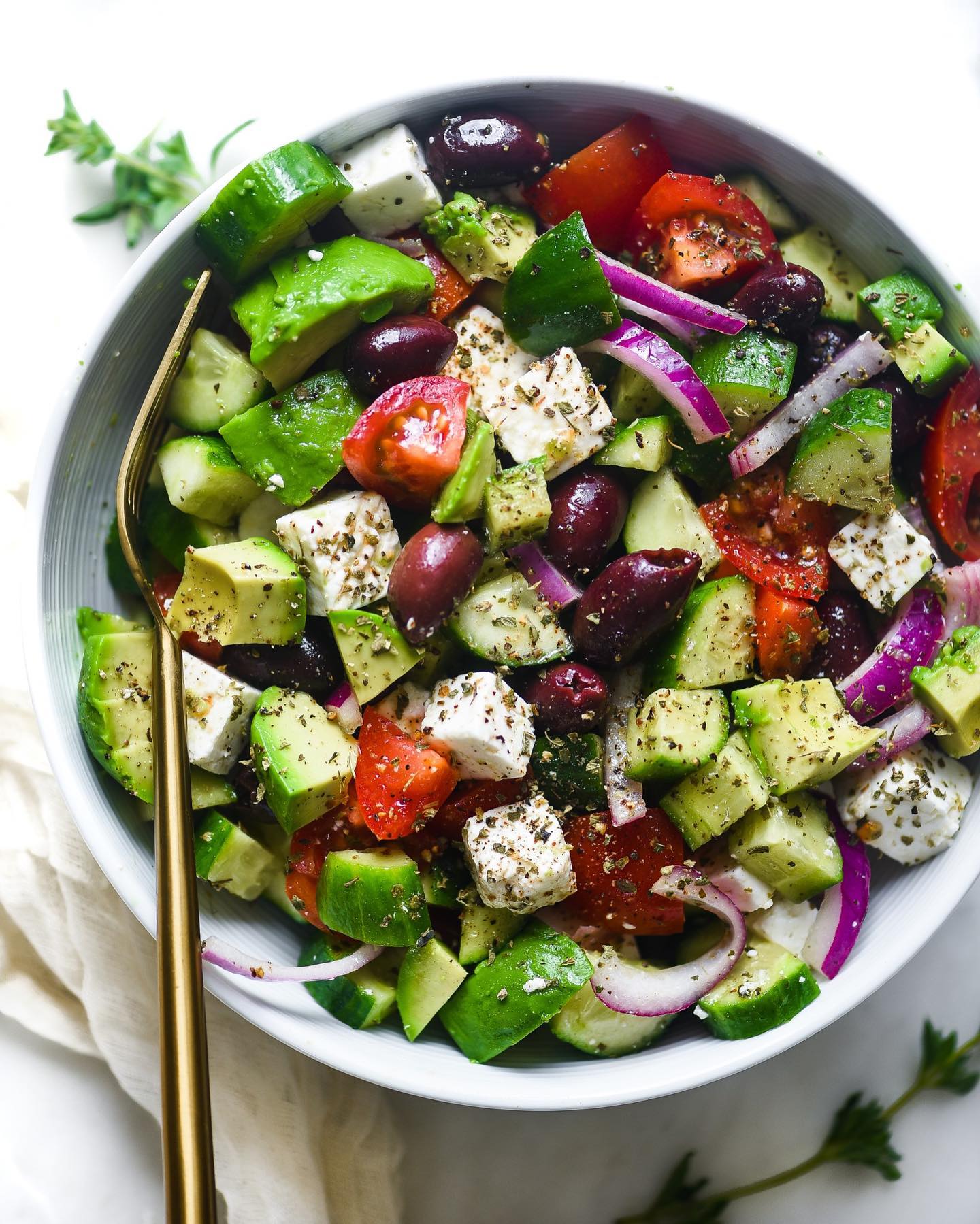 Greek Salad with Avocado and Eggs