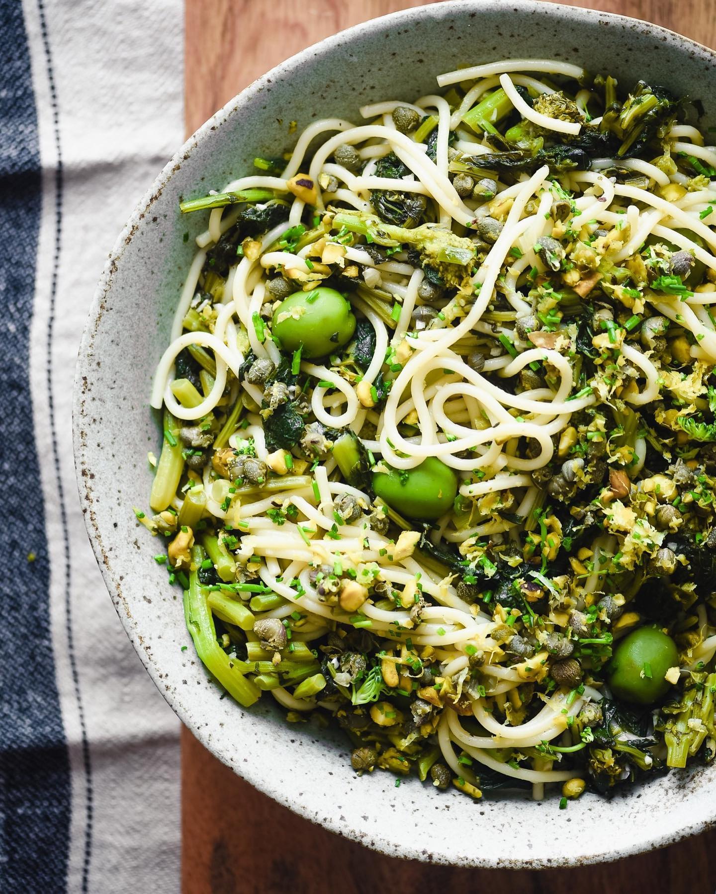 Broccoli Bolognese Spaghetti with Olive Gremolata