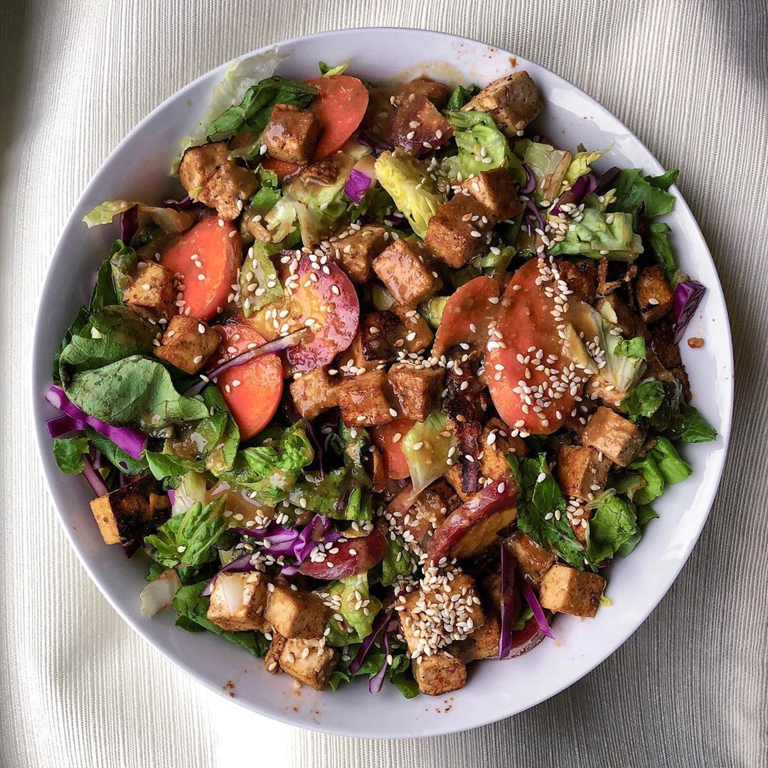 Colorful Macro Balanced Tofu Salad Bowl