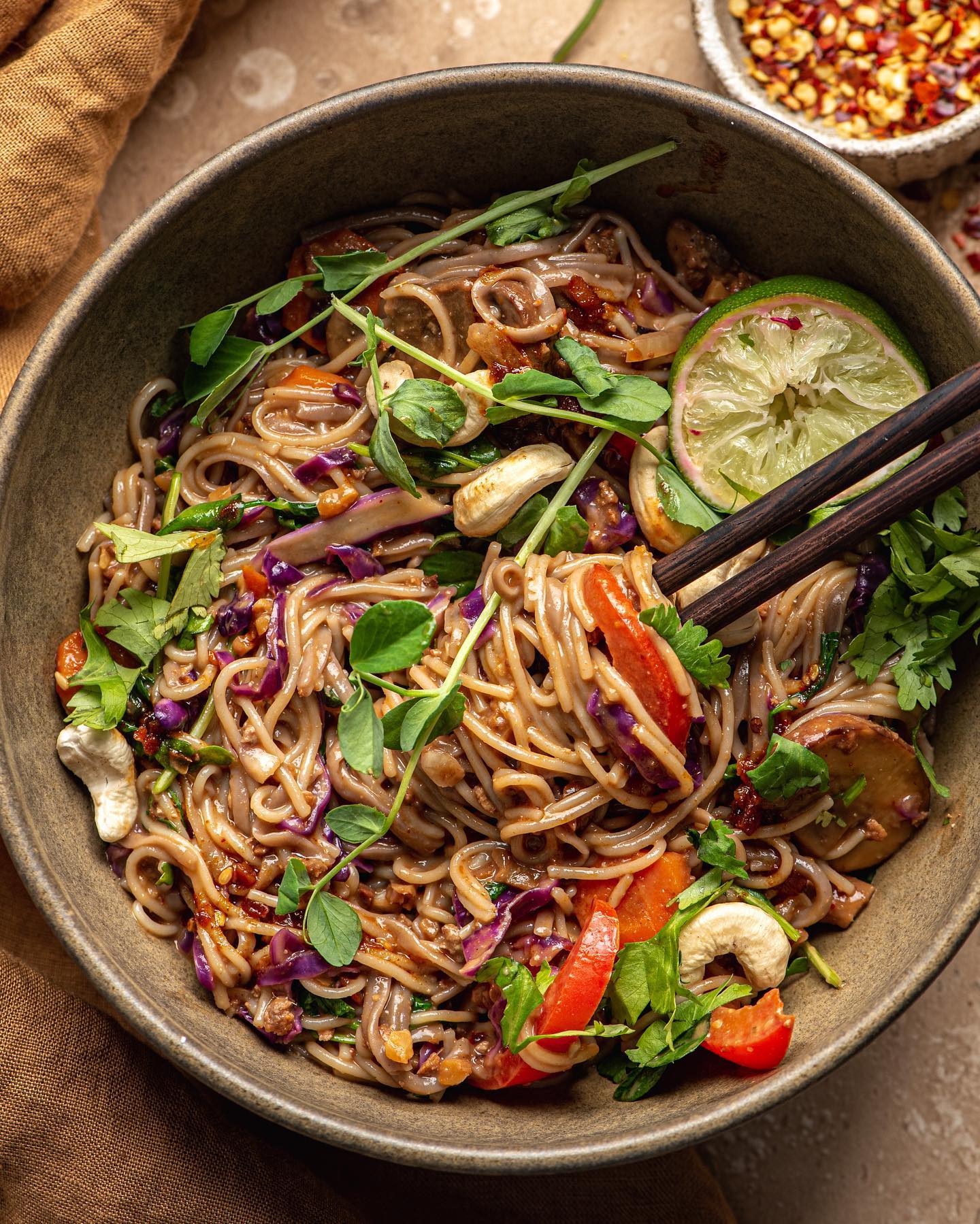 Peanut Butter Noodles with Veggie Medley