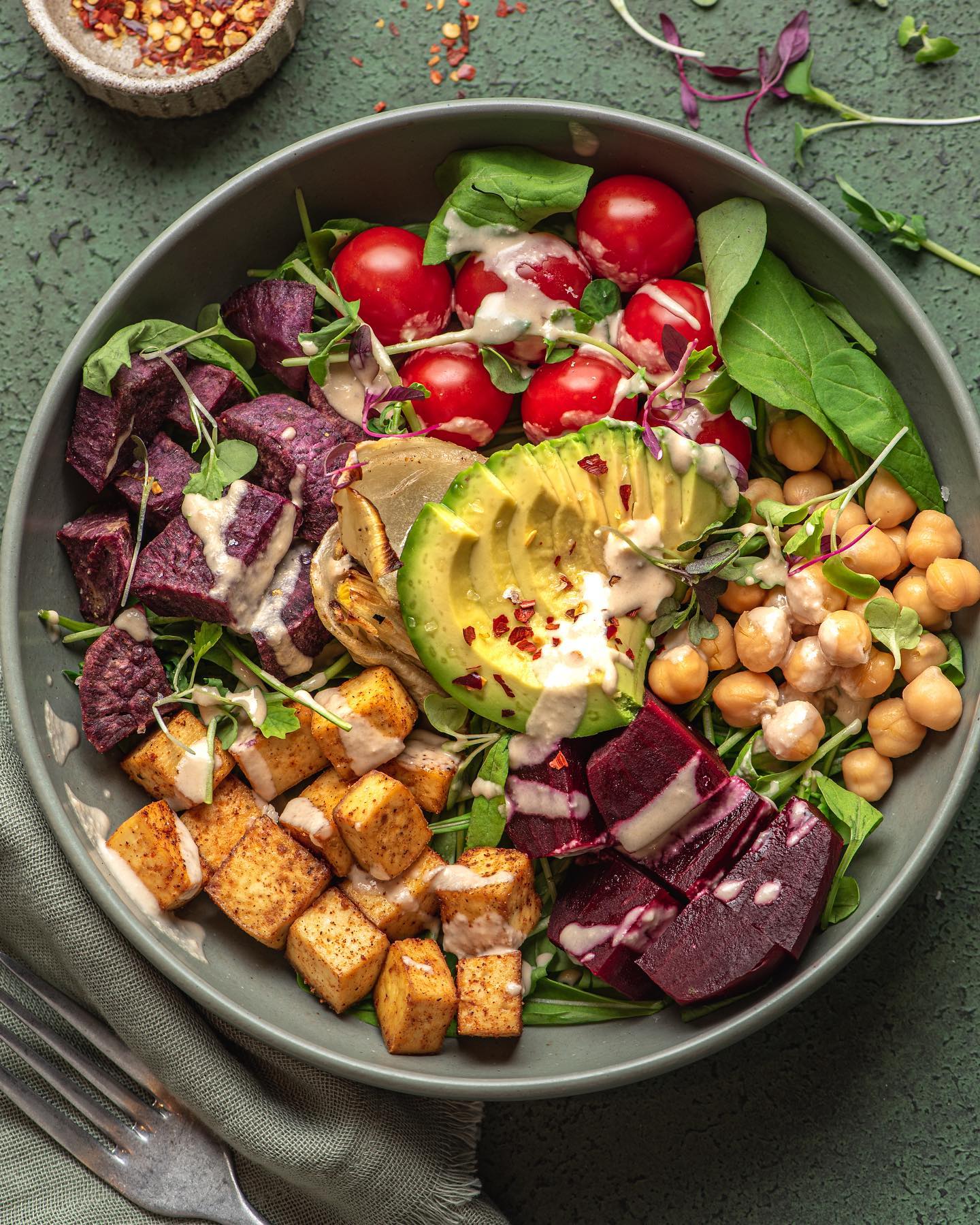 Roasted Beet and Tofu Buddha Bowl
