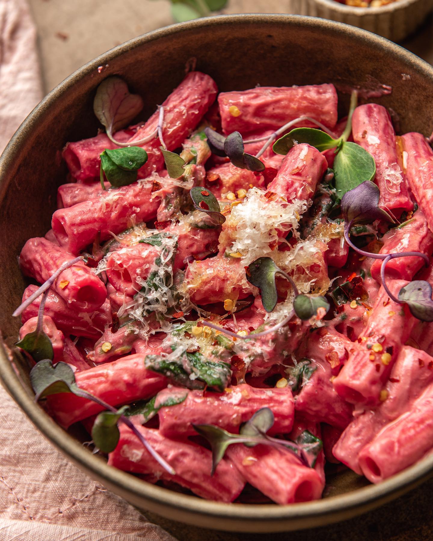 Beet Hummus Pasta with Pink Sauce