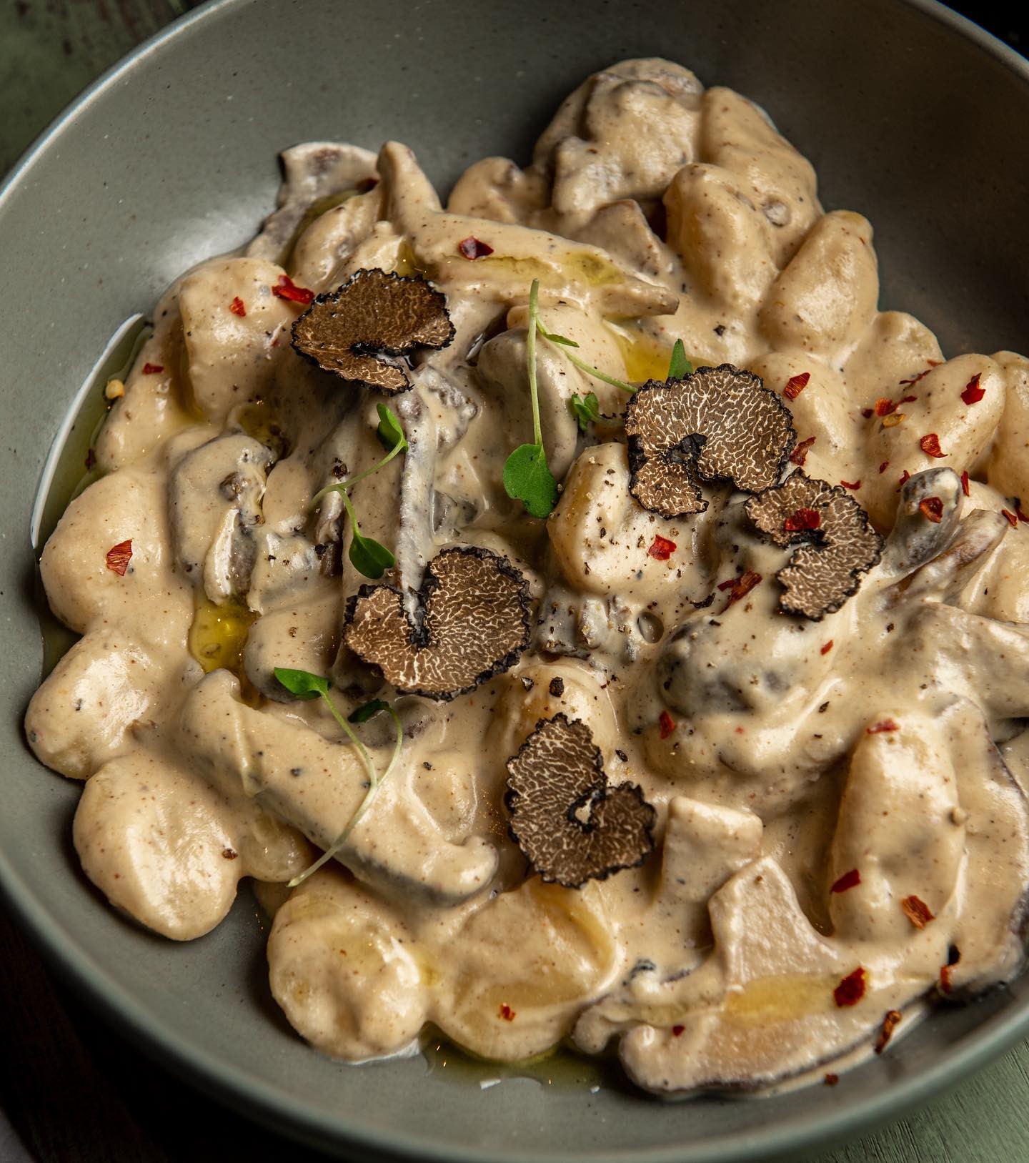 Vegan Truffle Gnocchi with Mushroom Sauce