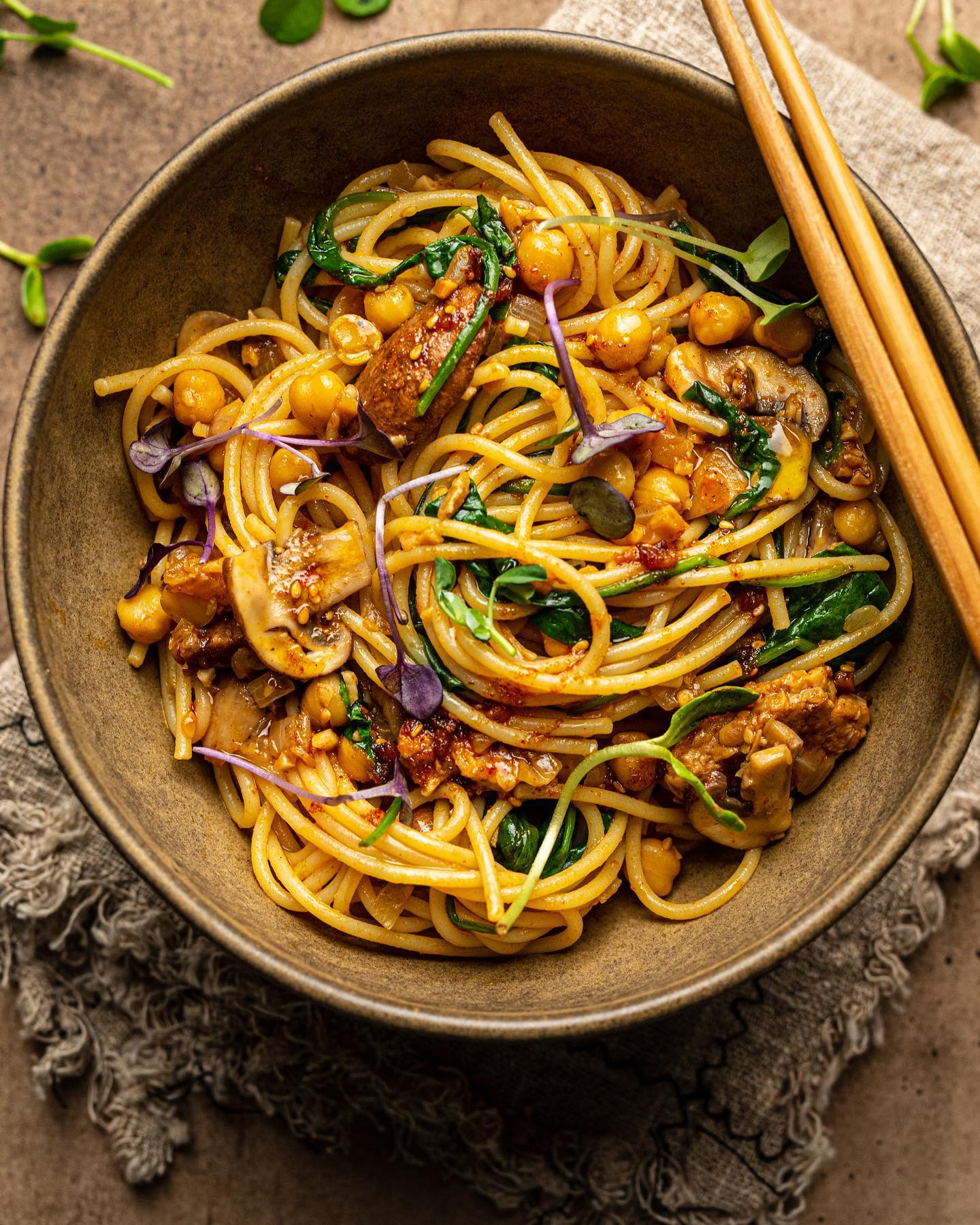 Tempeh Chickpea Chili Miso Noodles
