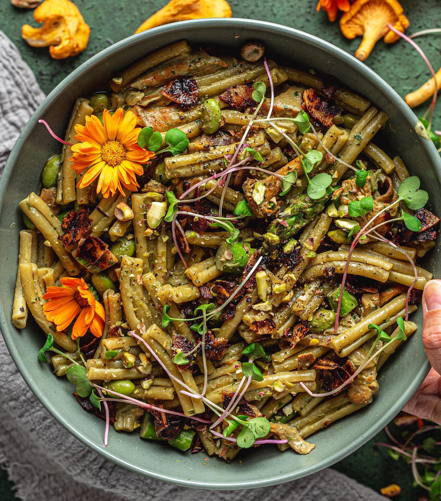 Creamy Vegan Pesto Casarecce Pasta